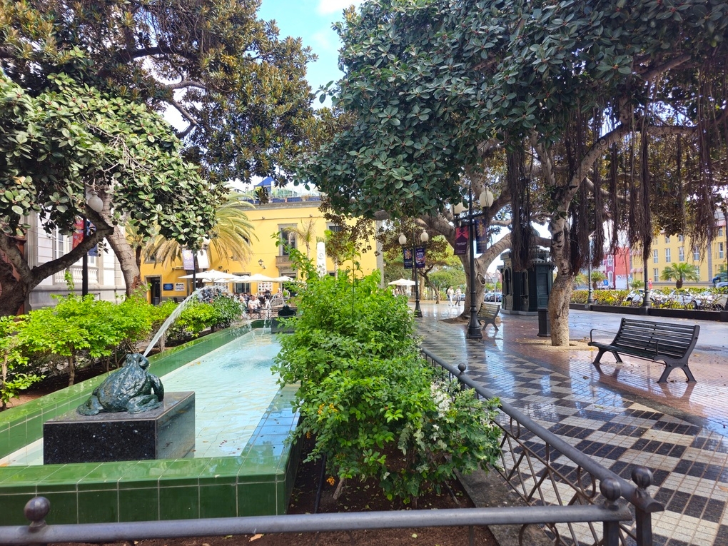 Fuente con escultura de rana